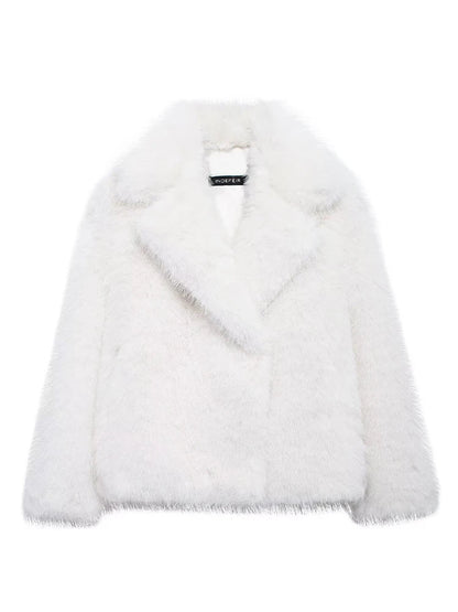 Isabella – Chaqueta corta de pelo sintético para mujer