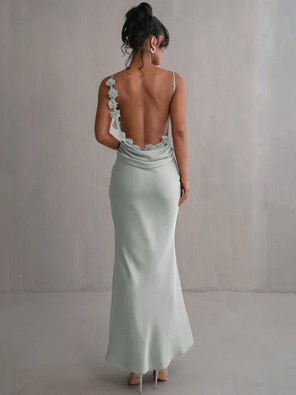 Renata - Vestido largo de fiesta espalda descubierta mujer