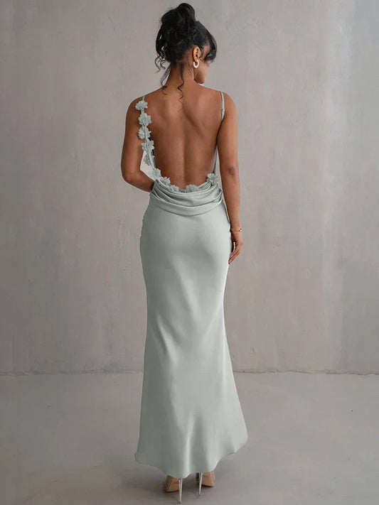 Renata - Vestido largo de fiesta espalda descubierta mujer