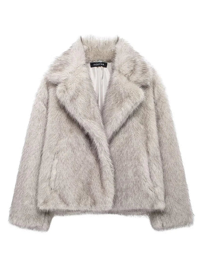 Isabella – Chaqueta corta de pelo sintético para mujer