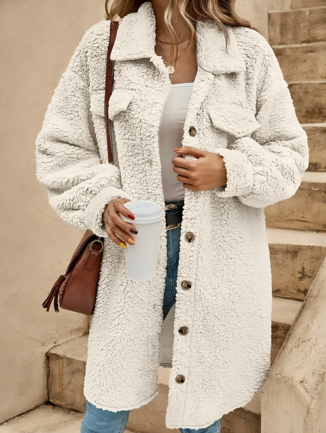Marina - Chaqueta de Teddycon botones para mujer