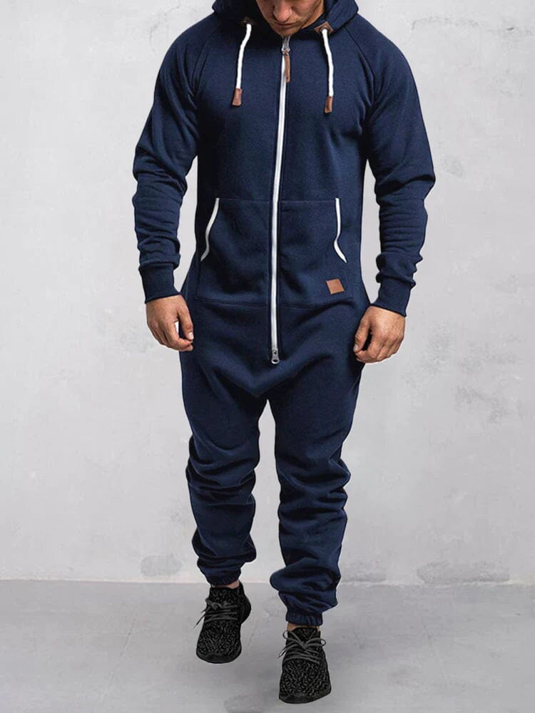 Hooded Fleece Solid Color Jumpsuit Jumpsuit coofandystore 