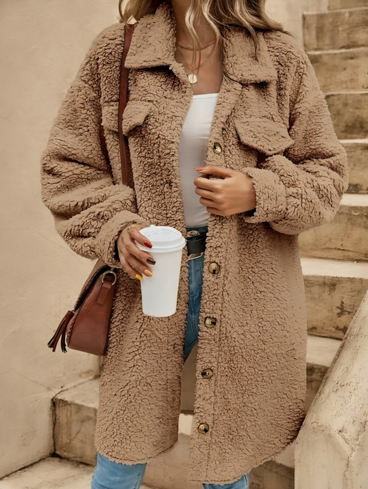Marina - Chaqueta de Teddycon botones para mujer