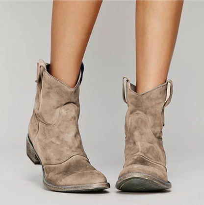 Ardena – Botas cowboy cortas en ante envejecido