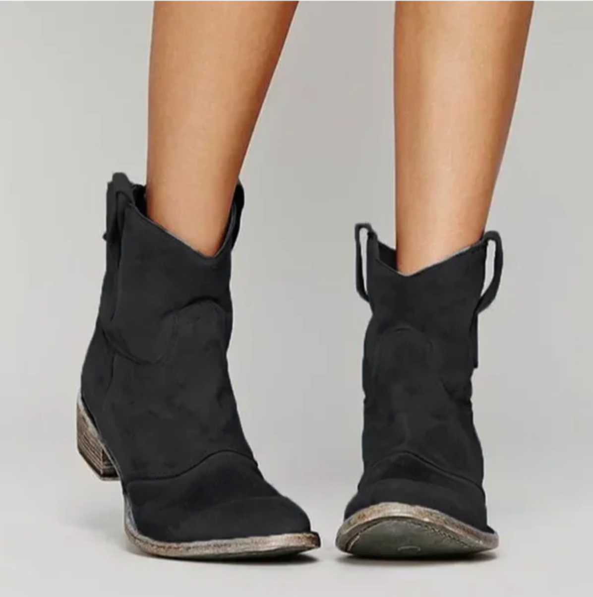 Ardena – Botas cowboy cortas en ante envejecido