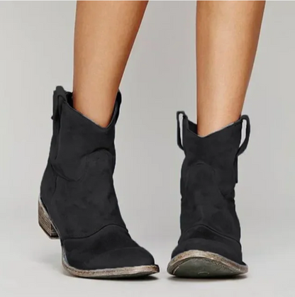 Ardena – Botas cowboy cortas en ante envejecido