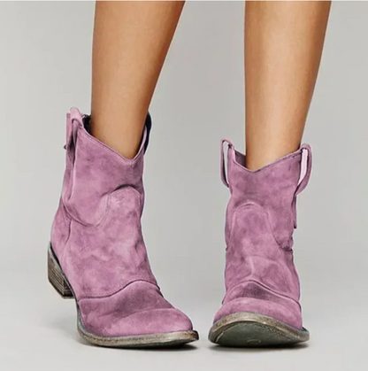 Ardena – Botas cowboy cortas en ante envejecido