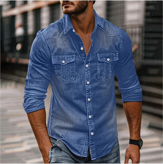 Raúl – Camisa denim casual de manga larga para hombre