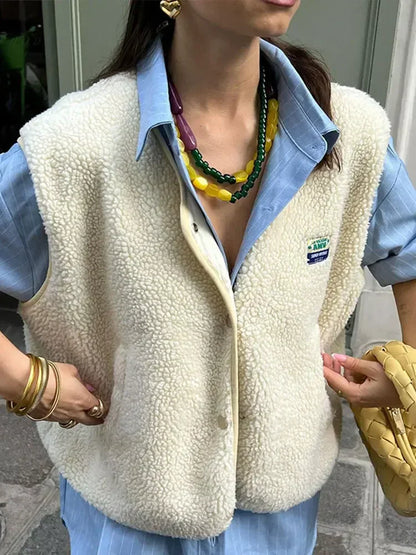 Alejandra - Chaleco de borreguito sin mangas mujer
