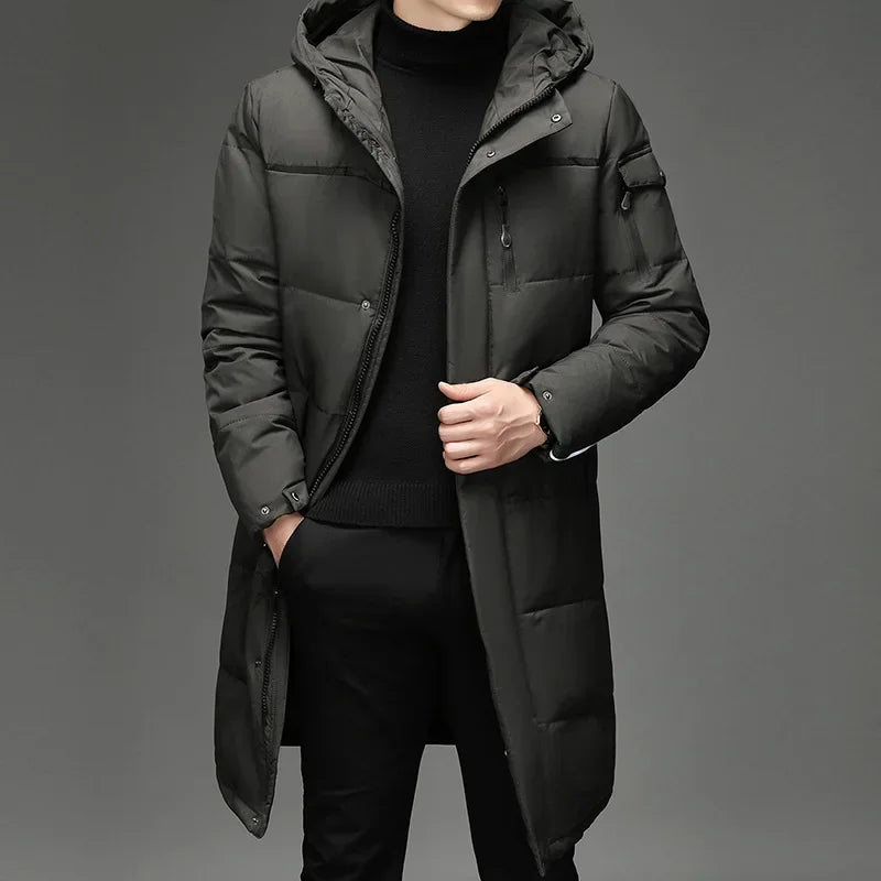 Martín - abrigo largo acolchado para hombre con capucha invierno