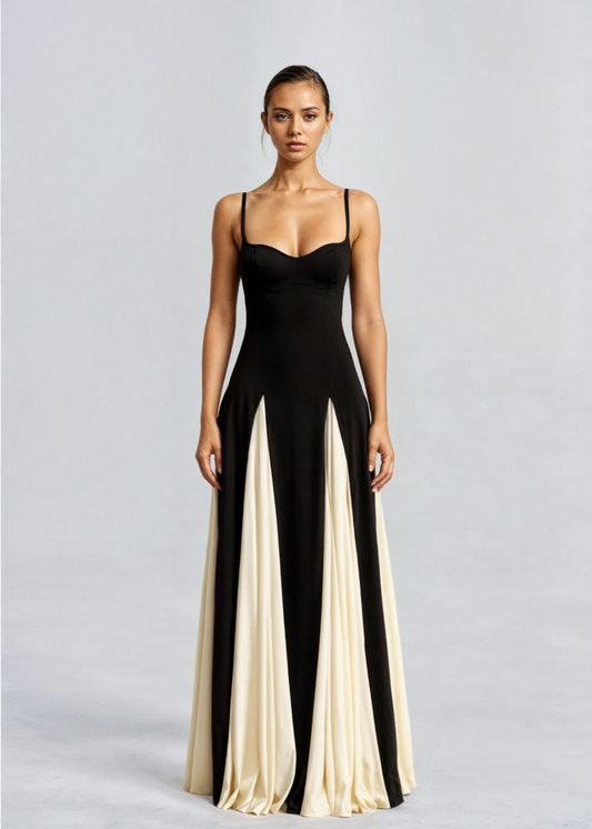 Selene - Vestido largo de mujer con tirantes finos y falda