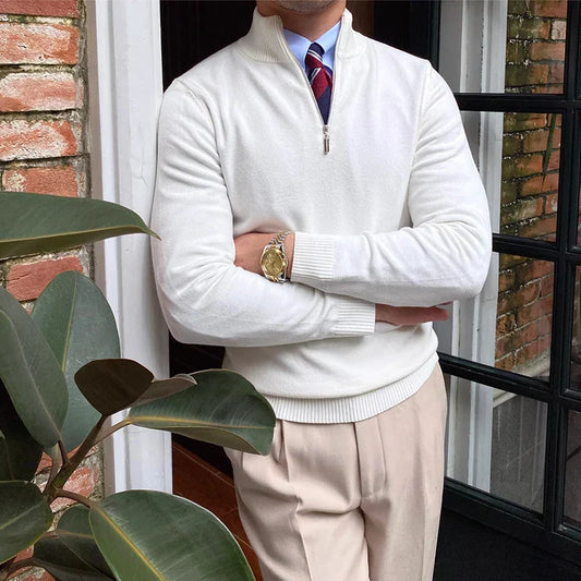 Marcos - Pulóver hombre con media cremallera y cuello alto