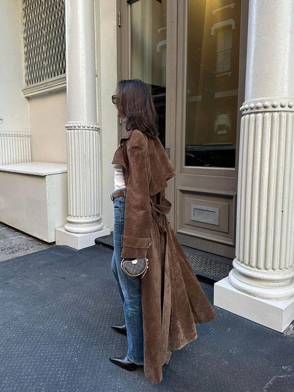 Valeria – Gabardina larga de invierno para mujer en ante