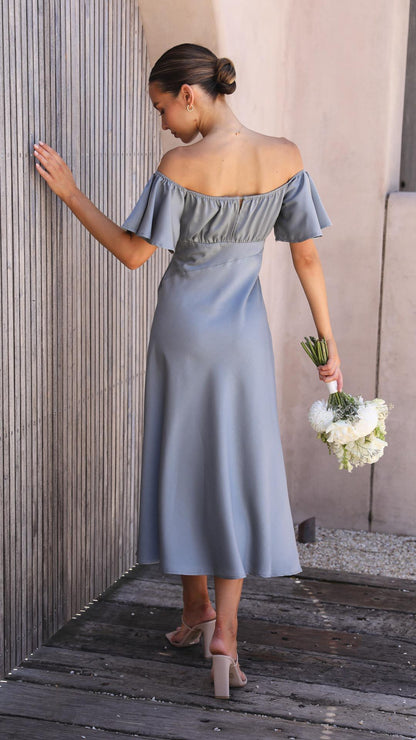 Sofia - Vestido midi con hombros descubiertos mujer