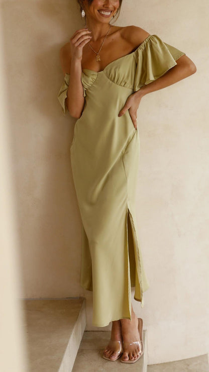 Sofia - Vestido midi con hombros descubiertos mujer