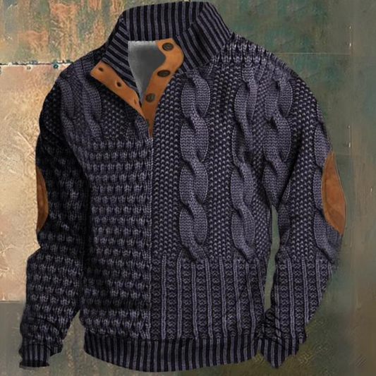 Hugo – Suéter Trenzado con Cuello Abotonado para Hombre