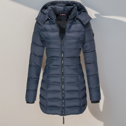 Sandra - Chaqueta larga acolchada de invierno con capucha para mujer