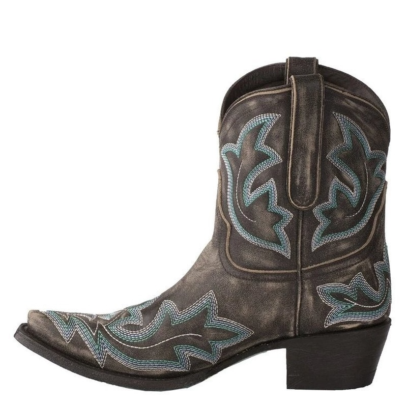 Sierra – Botines vaqueros turquesa con bordado artesanal
