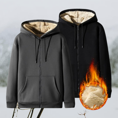 Diego - Sudadera de hombre con capucha y forro térmico de borrego
