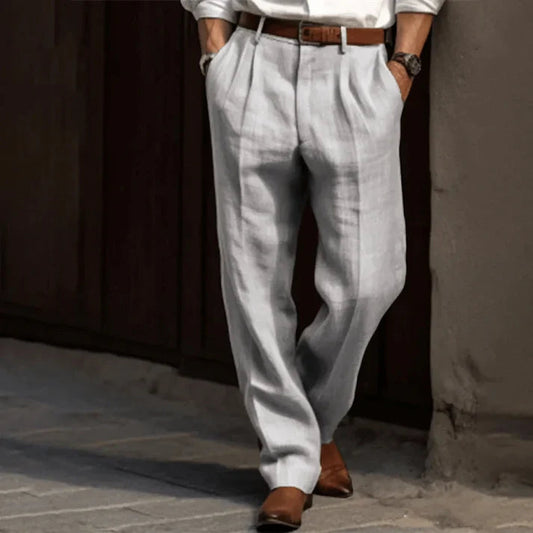 Mateo – Pantalones de lino con pinzas para hombre