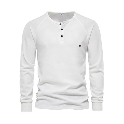 Daniel - Camiseta henley verde de manga larga hombre