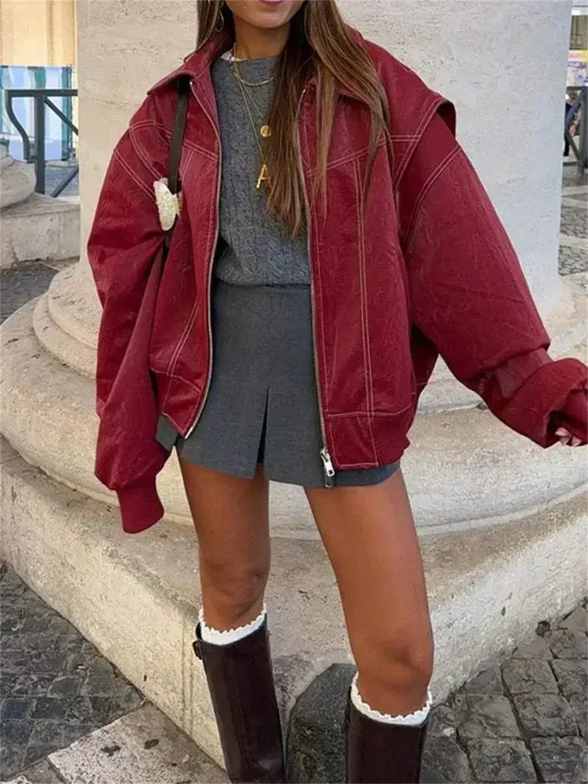Mila – Chaqueta oversize para mujer con cremallera