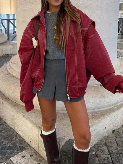 Mila – Chaqueta oversize para mujer con cremallera