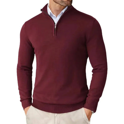 Adrián - Suéter de hombre con cremallera media y cuello alto