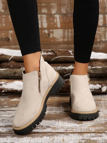 Lena – Botines de ante con cremallera lateral para mujer