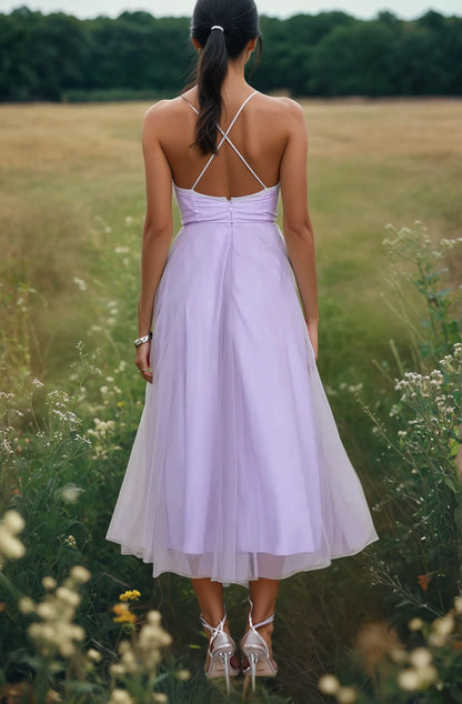 Isabelle – Vestido midi femenino con corsé y falda de tul delicada
