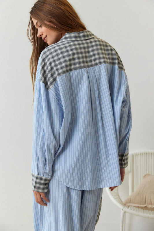 Claudia – Conjunto Casual de Camisa y Pantalón de Cuadros para Mujer