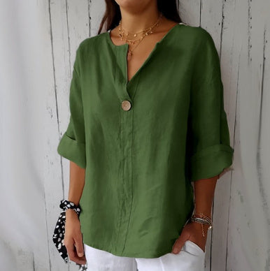 Elena - Blusa de lino con botón