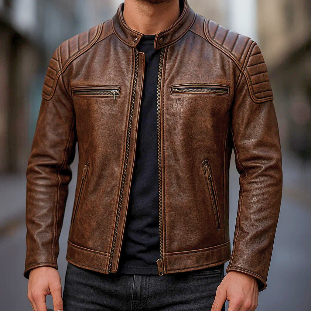 Marek – Chaqueta biker de piel sintética para hombre