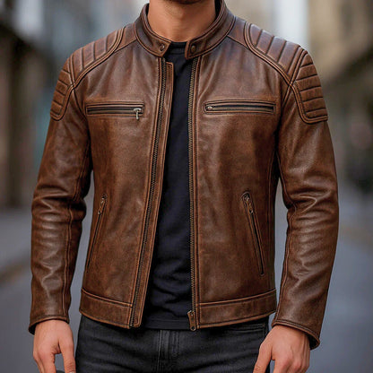 Marek – Chaqueta biker de piel sintética para hombre