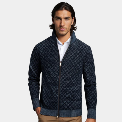 Adam – Chaqueta de Punto Jacquard con Cremallera para Hombre