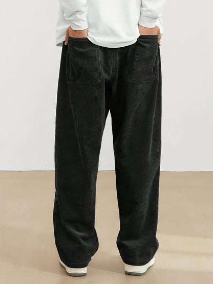 Ernesto - Pantalones de hombre anchos en pana estilo casual