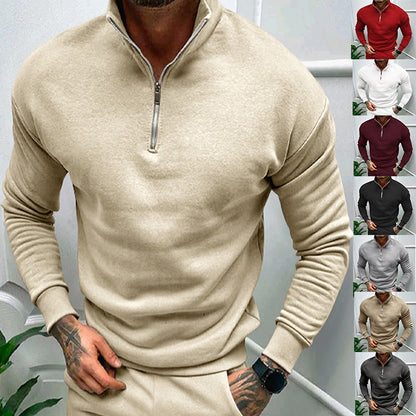 Enzo - Suéter de hombre con cremallera media y cuello alto