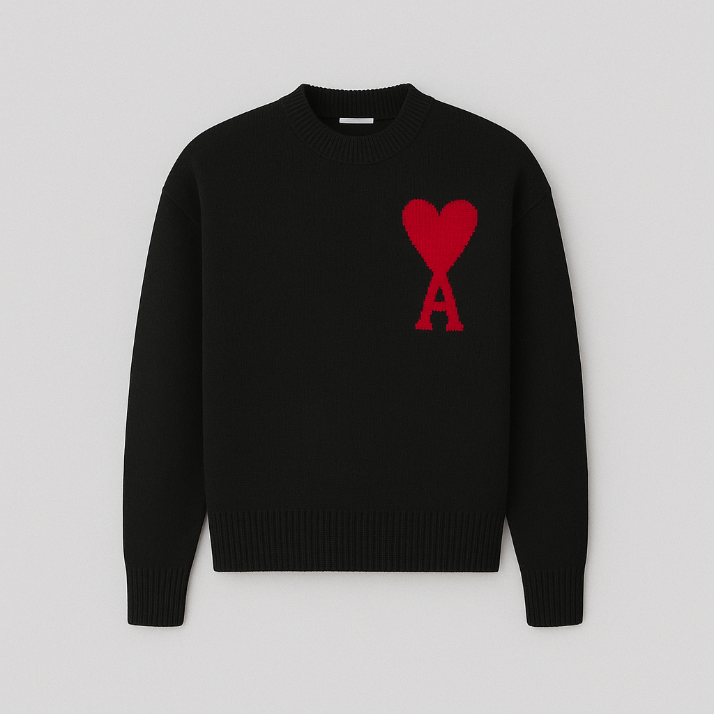 Verdee trui met Blanco hart en letter A op de borst