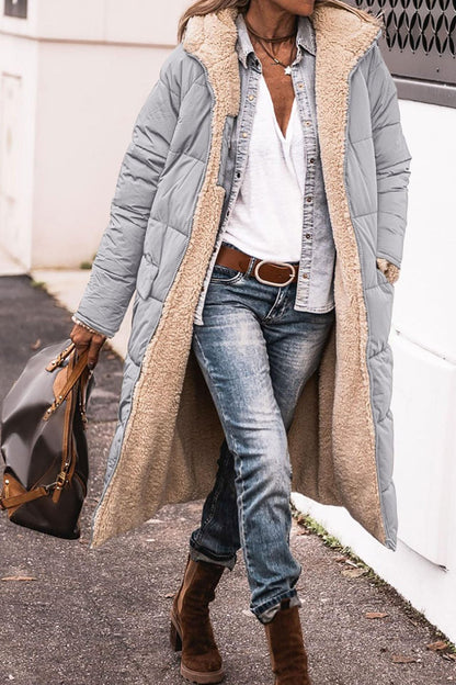 Valeria - Abrigo largo de invierno forrado con borreguito para mujer