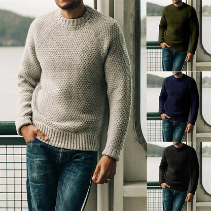 Mateo - Jersey de hombre de punto grueso con cuello redondo