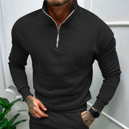 Enzo - Suéter de hombre con cremallera media y cuello alto