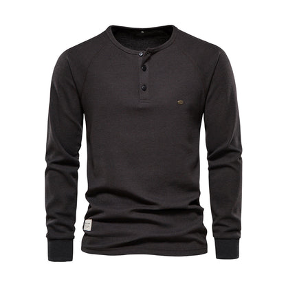 Daniel - Camiseta henley verde de manga larga hombre