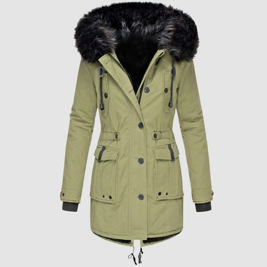 Elena - Parka de invierno para mujer con capucha de pelo sintético