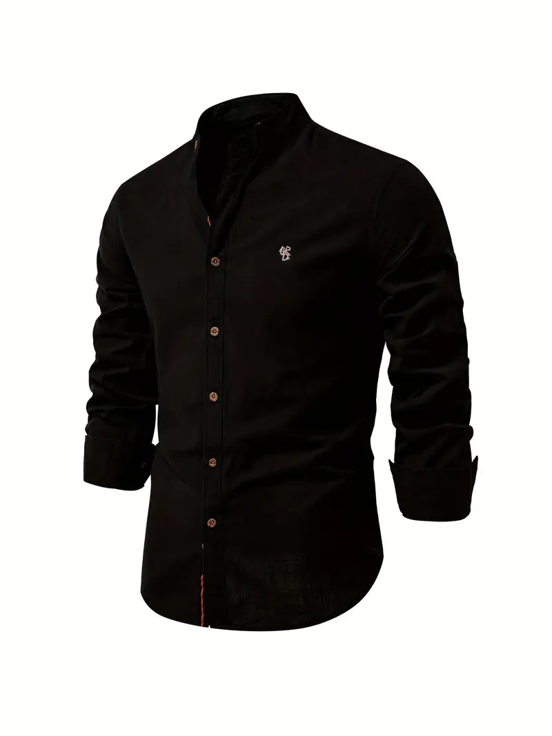Javier – Camisa de cuello mao y botones de contraste para hombre
