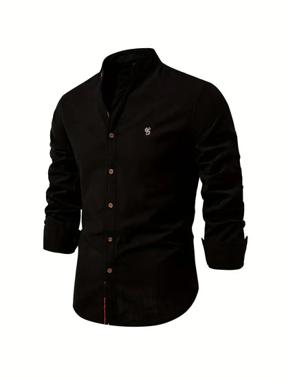 Javier – Camisa de cuello mao y botones de contraste para hombre