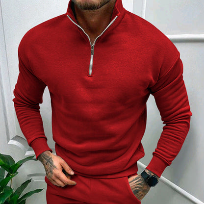 Enzo - Suéter de hombre con cremallera media y cuello alto