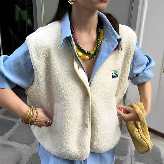 Marta – Chaleco de Borreguito Estilo Casual para Mujer