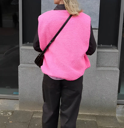 Marta – Chaleco de Borreguito Estilo Casual para Mujer