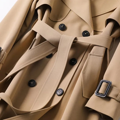 Sofía - Gabardina de lana mujer con cinturón y doble botonadura