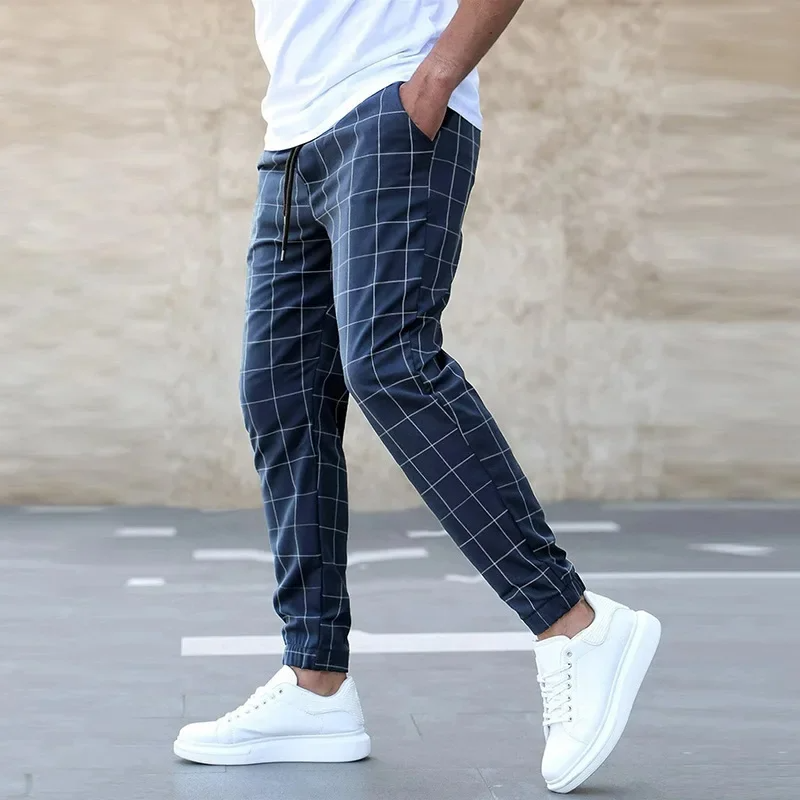 Leon – Pantalón slim con estampado de cuadros y cintura ajustable